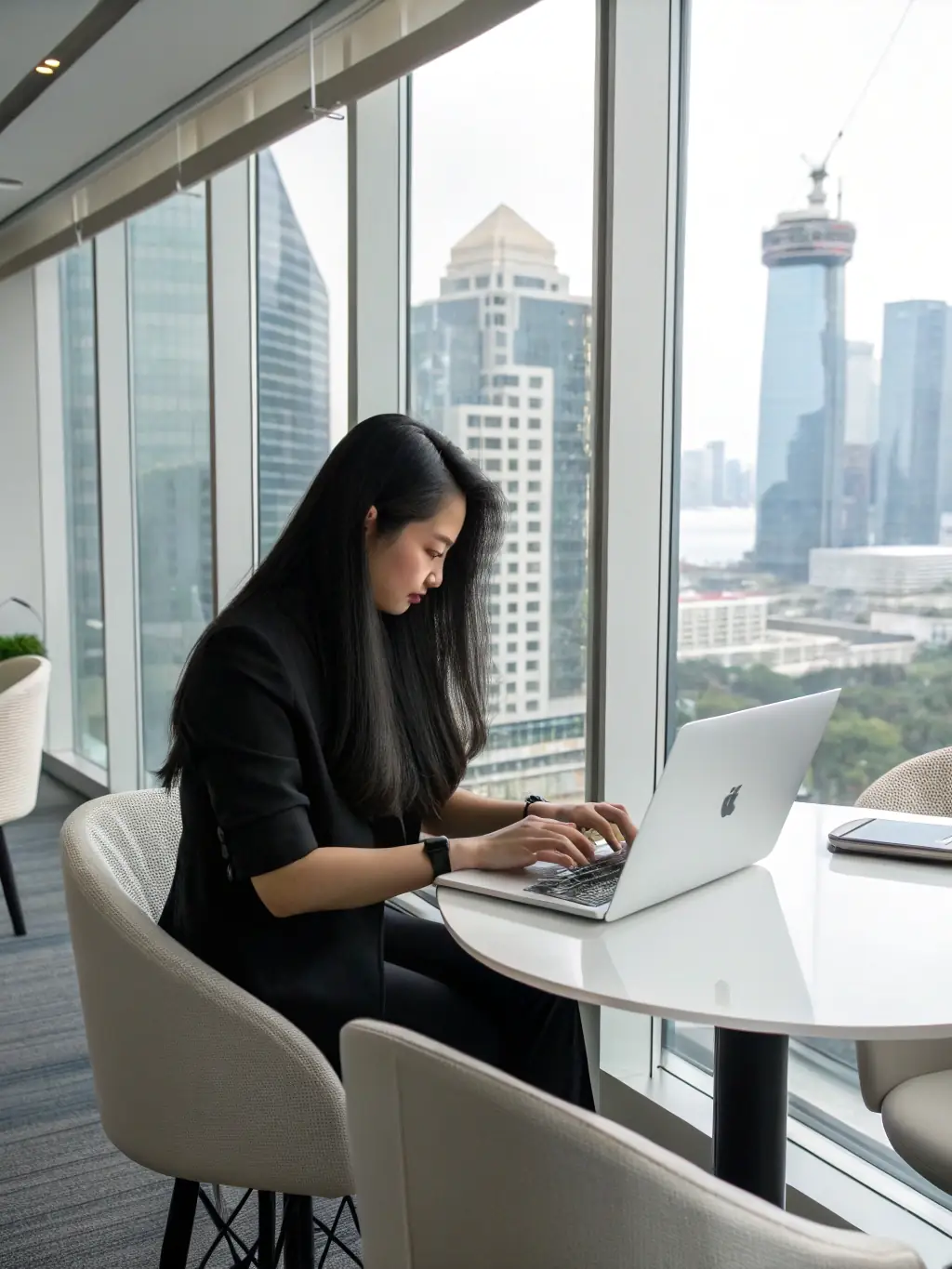 An entrepreneur working on a laptop in a modern office, symbolizing the Entrepreneur Financial Planning program.